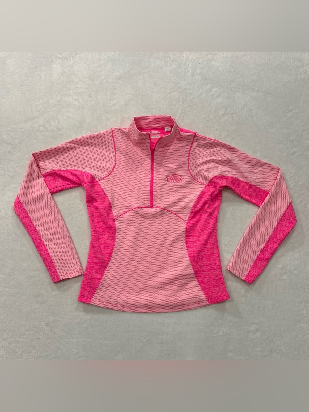 Annika Cutter & Buck CB DryTec EWGA Pink UPF 50+ 1/4 Zip Pullover Women’s Size L